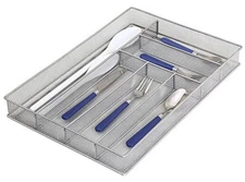  Stainless Steelware Tray Organizer for Kitchen Utensils, 6-Compartmen Silver