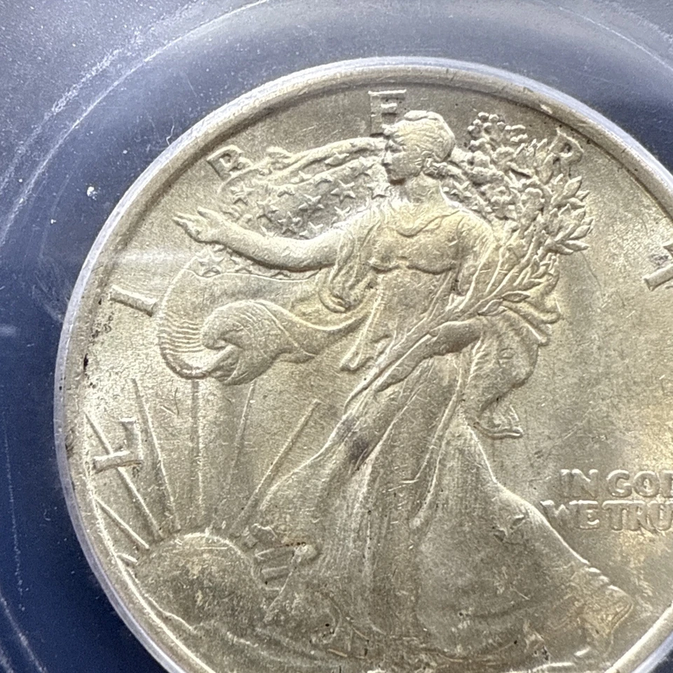 1917 50C AU58 Walking Liberty Silver Half Dollar Almost Uncirculated AU 58 ICG - Image 4 of 4