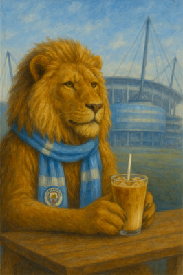 Manchester City Lion Etihad Stadium Iced Latte Art Sky Blue Schal Cool Weather F