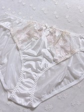 Plus US-XXL/JP-5L Japanese Classic Embroidery Glossy Smooth Tricot Nylon Panties