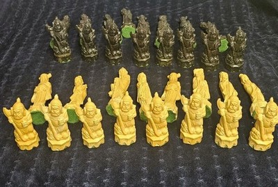Schachspiel - Orientalischer / Chinesischer Stil Schachspiel - 32 Teile Vintage 