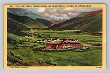 Sun Valley Lodge Idaho Sawtooth Mountains Challenger Inn Vintage Postcard