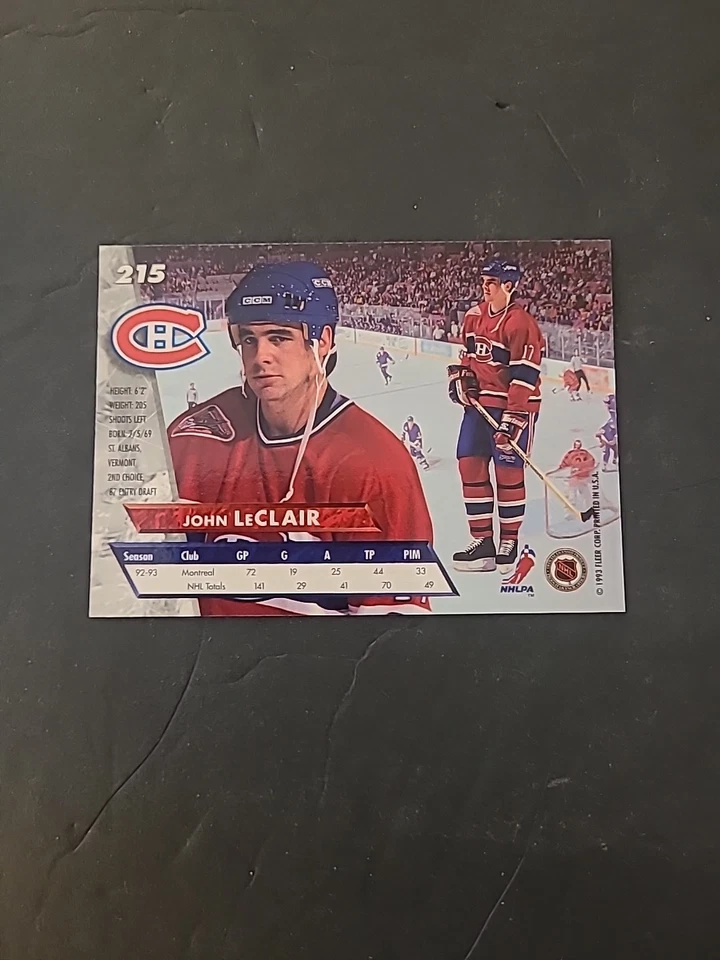 1993-94 Fleer Ultra - John LeClair #215 - Image 3 of 3