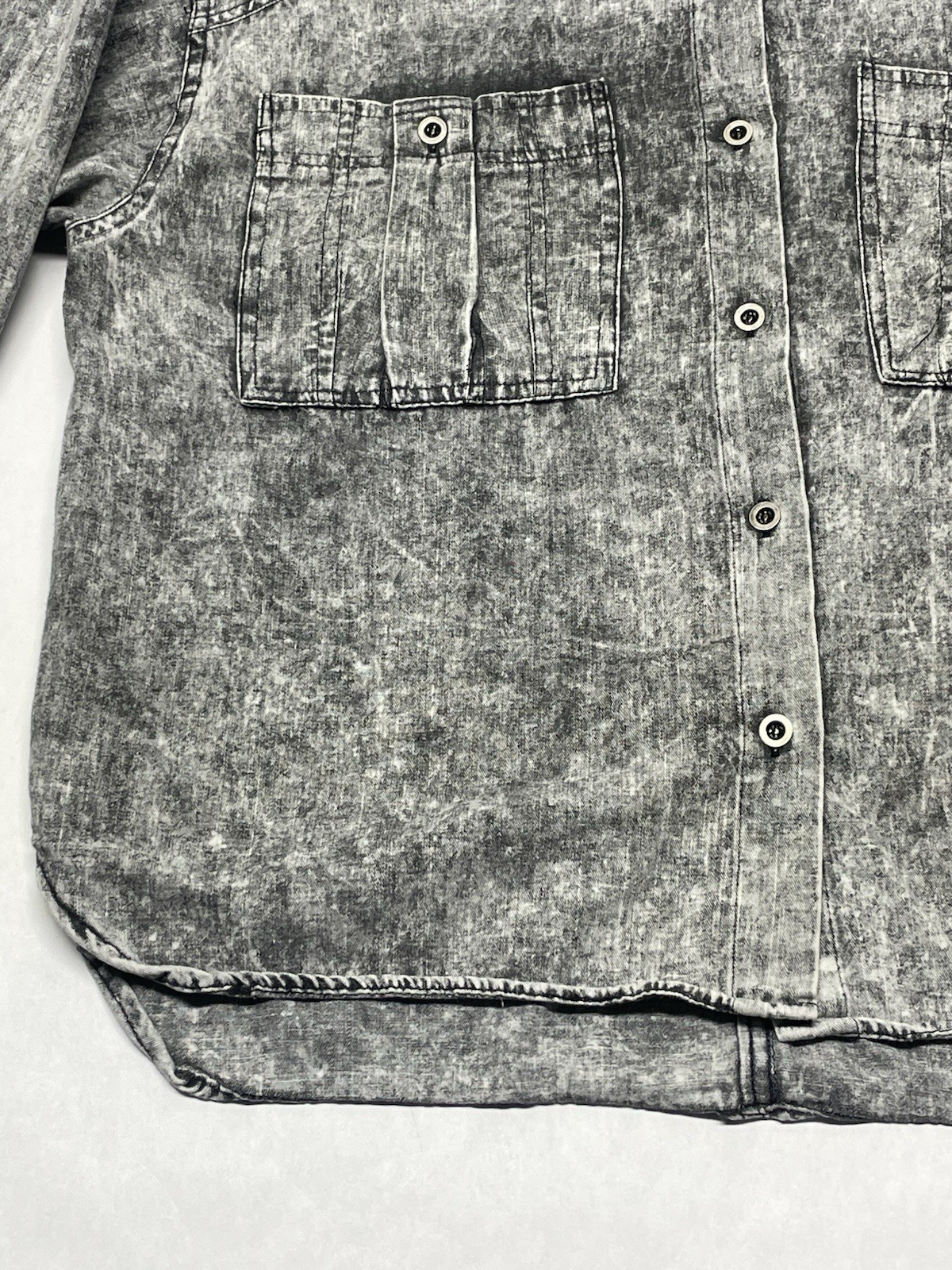 Gray Acid Wash Oversized Button Shacket Jacket Si… - image 11