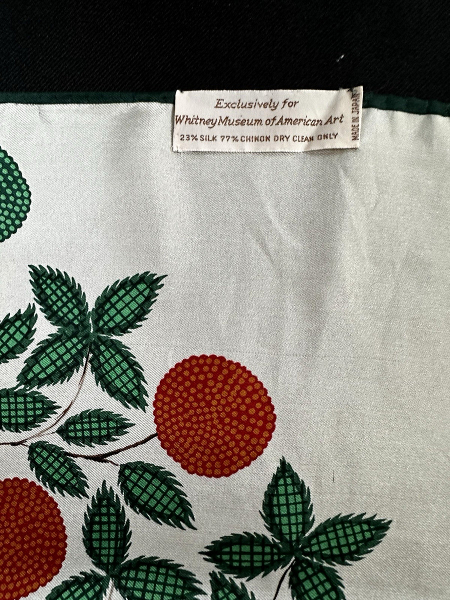 WHITNEY MUSEUM DESIGNER JAPAN VNTG SILK CHINON APPLE TREE UNIQUE GEOMETRIC SCARF View 6