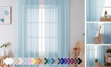 Sheer Curtains 90 Inches Long 2 Panels, Light 42"W x 90"L Pack of 2 Sky Blue