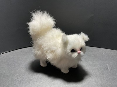 Realistic Like White Kitty Cat Kitten SIMULATED Fur Pink Nose Blue Eyes 5.5 L