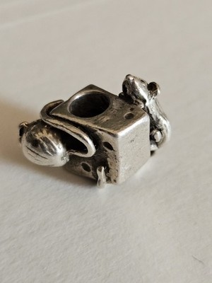 Trollbeads echt Mäuse auf Käse Bead 925 Sterling Silber Vintage Retired