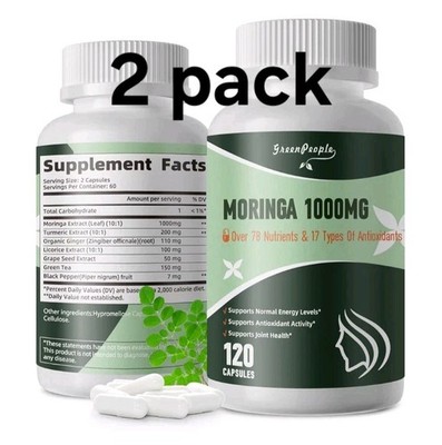 2 Pack GREENPEOPLE Liposome Moringa Capsules 1000mg - 120pc - 60 Day Supply