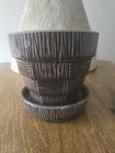 McCoy USA Pottery 5” Basket Weave Flower Pot Planter /Saucer Purple Brown