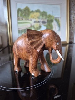 Decorative Carved Wooden Elephant Figurine