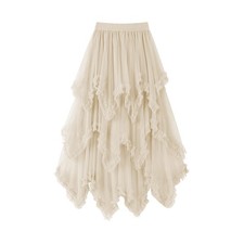 Rregular mesh cake skirt mid length big swing fluffy fairy gauze skirt NEW