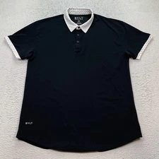 BYLT Lux Polo Black white Polka Dot Sz XL Premium Basics