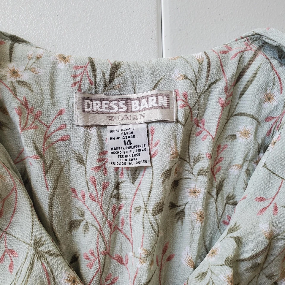 Vestido de hadas caprichoso Cottagecore años 90 y2K para mujer 14 verde floral botón corsé midi Foto 3 de 4