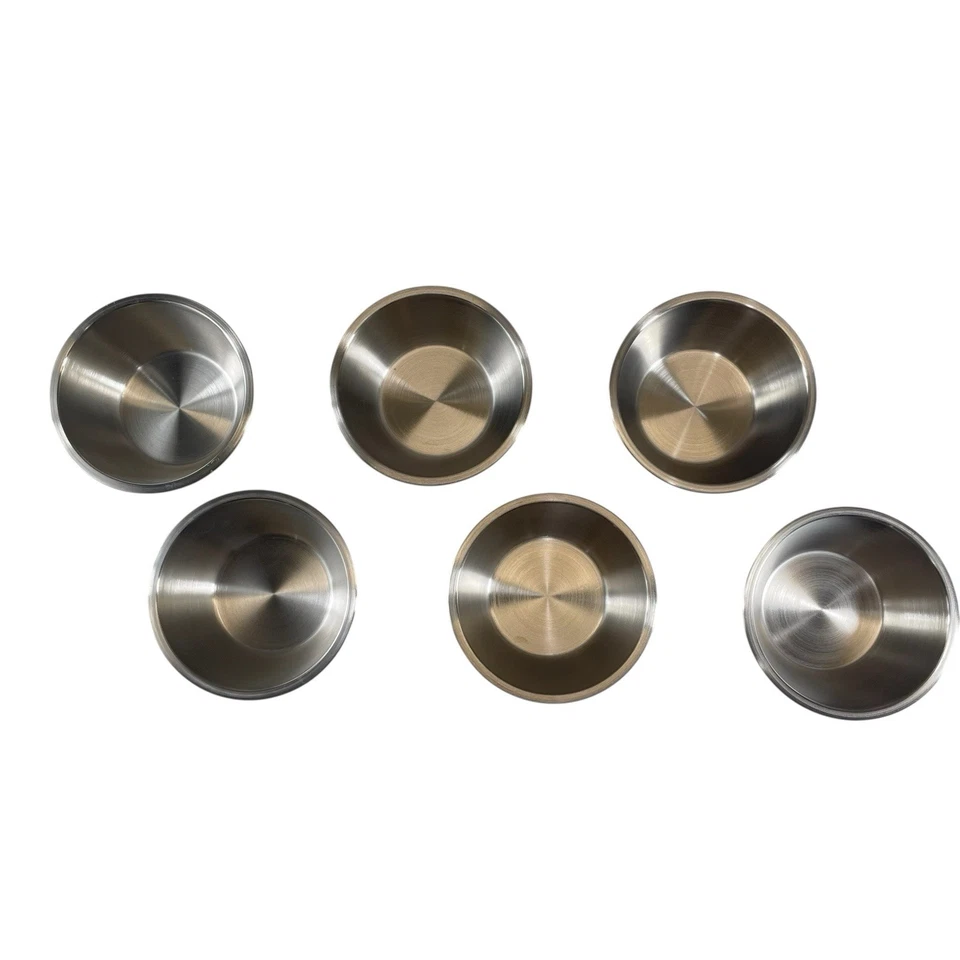 Vintage Crate & Barrel Ice Cream Bowls Stainless Steel & Melamine Yellow S/6 NEW - Image 4 of 4