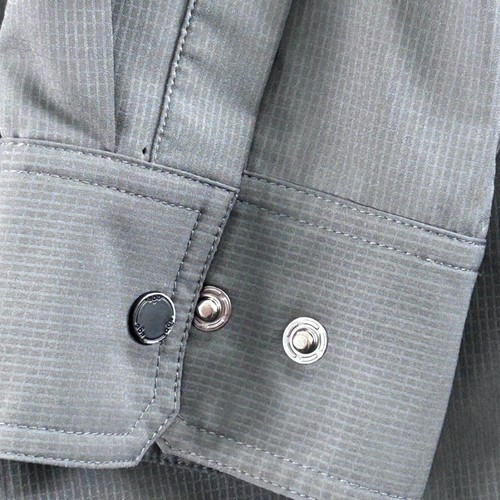 QOR Shirt Mens Large Grey Long Sleeve Snap Button Pocket Outdoor Polyester Soft - Picture 13 of 15