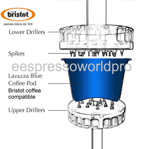 RESH NUOVO STOCK CAPSULE CAFFÈ ESPRESSO BRISTOT BLU LAVAZZA 100 PZ ALL'INGROSSO - Foto 4 di 5