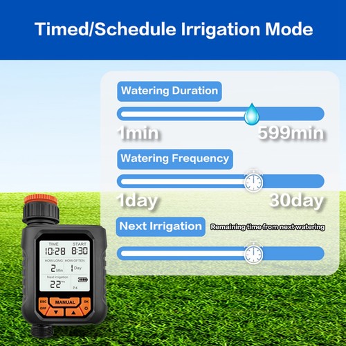 Outdoor Sprinkler Timer with Rain Sensor & Large LCD for Garden Hose - Picture 3 of 10