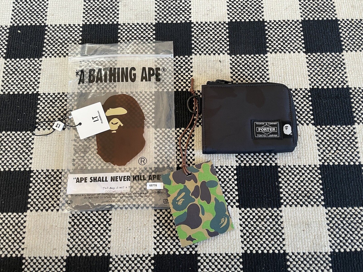A BATHING APE BAPE X PORTER JACQUARD CAMO MINI WALLET Black A BATHING APE BAPE X PORTER JACQUARD CAMO MINI WALLET Black