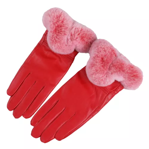 Women's Winter Genuine Leather Gloves Rex Rabbit Fur Warm Trim Cuff Velvet Lined - Picture 49 of 88