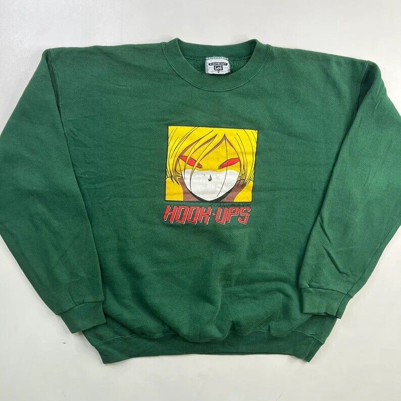 Vintage 90s Hook Ups Crewneck Men's XL RARE Devil Eyes Red Vintage 90s Hook Ups Crewneck Men's XL RARE Devil Eyes Red