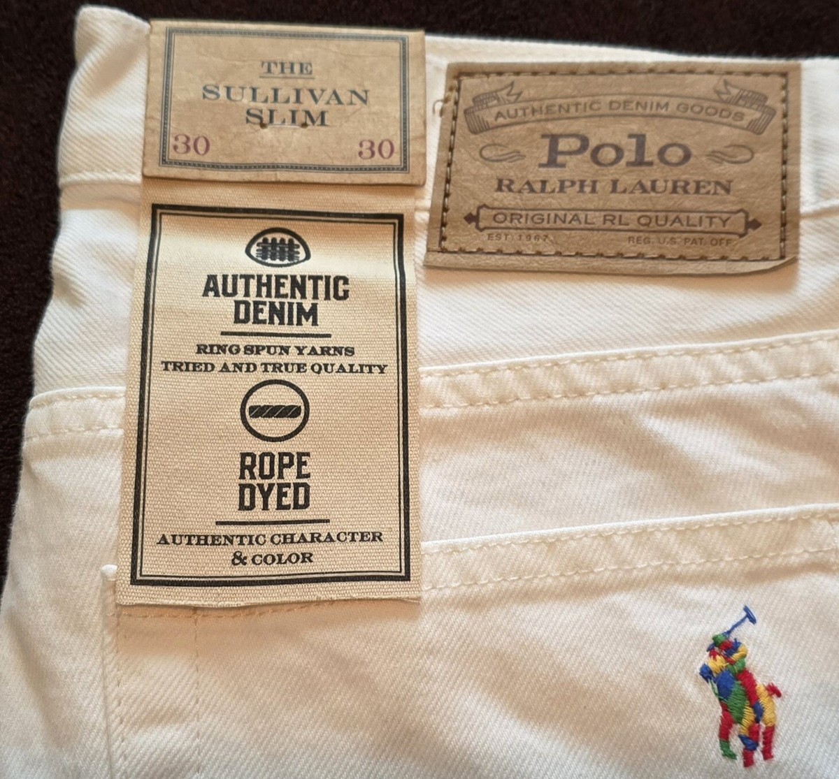 NWT Polo Ralph Lauren Mens White Sullivan Slim All Over NWT Polo Ralph Lauren Mens White Sullivan Slim All Over