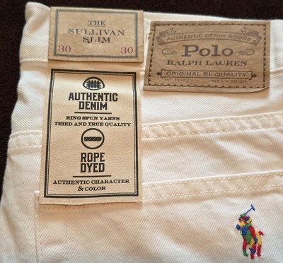 NWT Polo Ralph Lauren Mens White Sullivan Slim All Over Rainbow 