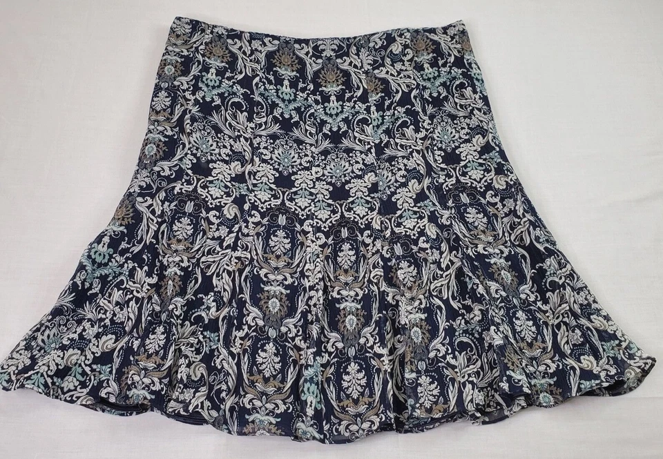 Falda Pendleton Mujer 18 Azul Floral Fluida Arrugada Seda Superposición Boho Informal Años 90 Foto 2 de 4