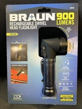 BRAUN 900 Lumen Rechargeable Swivel Head LED Flashlight 59535 Flash Torch Light