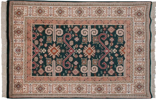 Tappeto RRA 4x6 Indo Shirvan Perepedil Ramshorn verde smeraldo 16724 - Foto 3 di 6