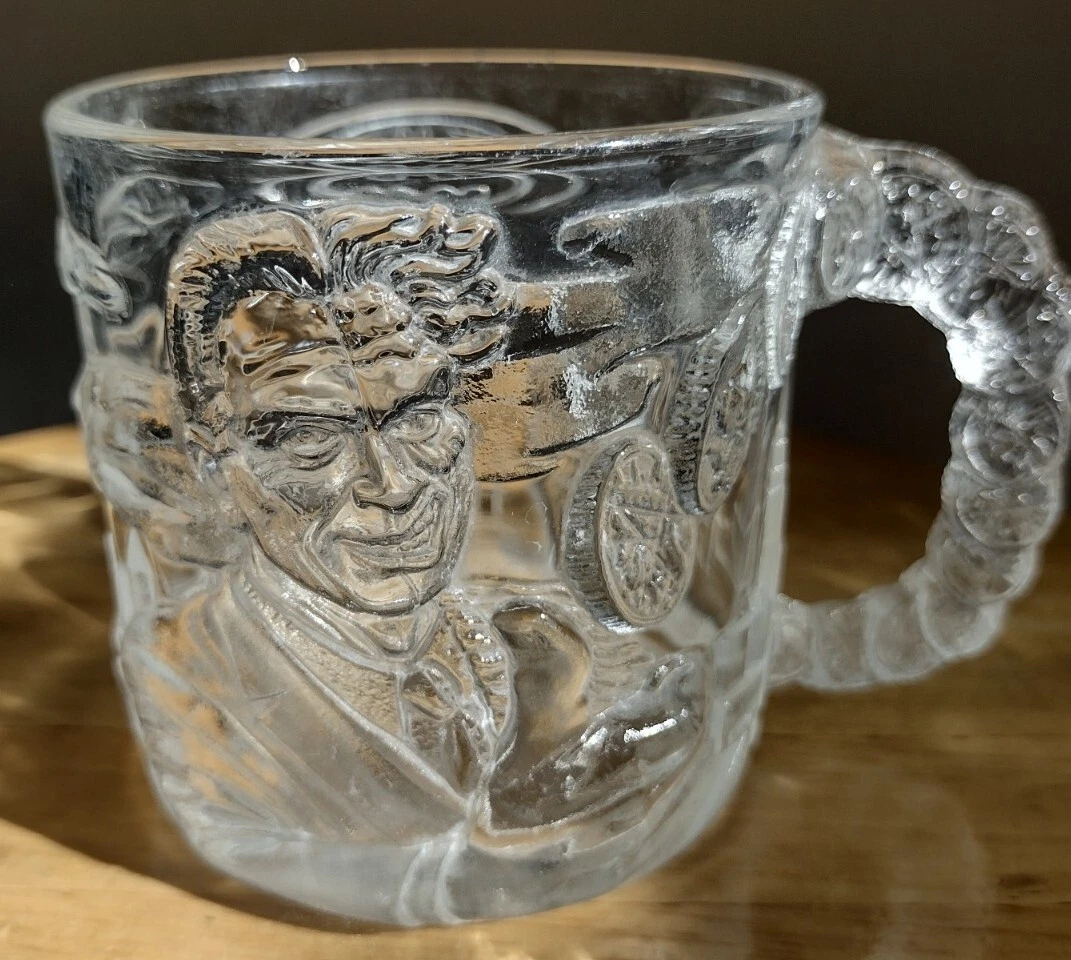 Crystal Glass McDonalds Batman Forever TWO FACE Mug DC Comics Cup Vintage 1995