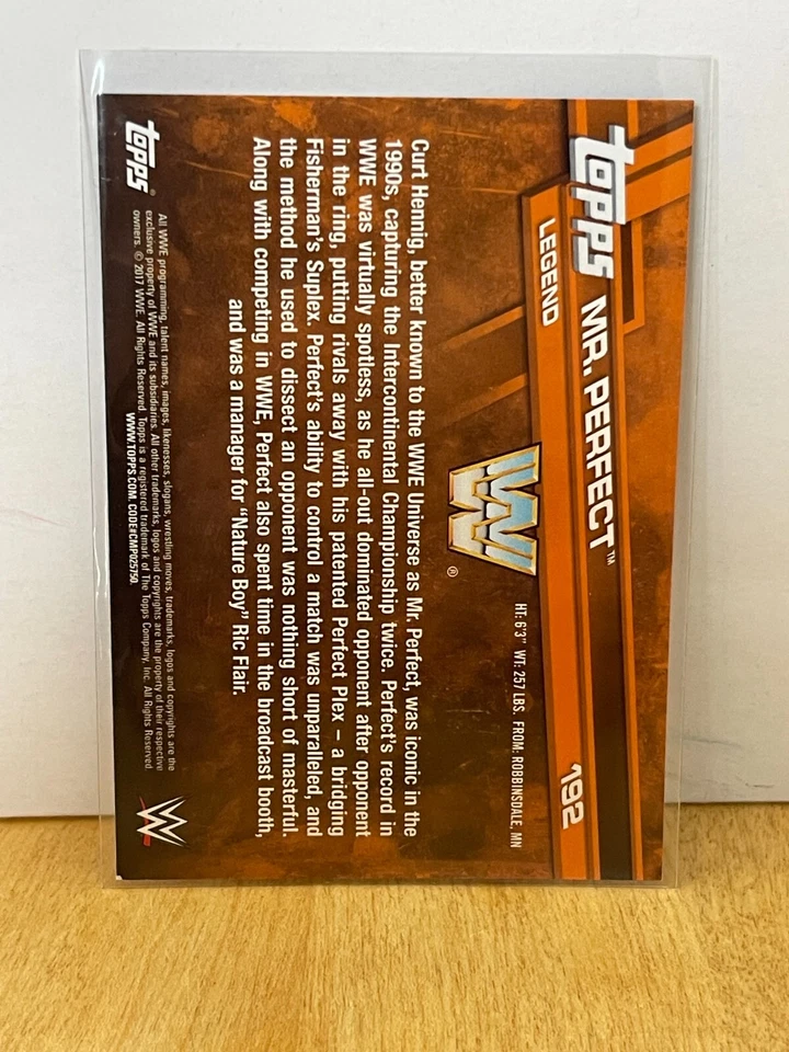 2017 Topps Wwe Then Now Forever MR. Perfect #192 - Image 2 of 2