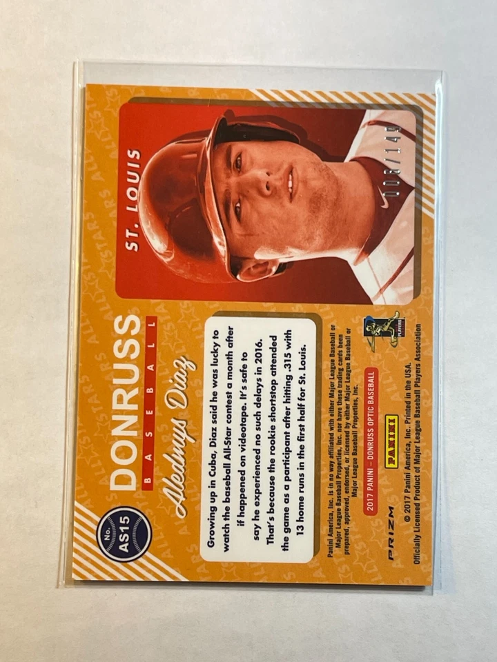 Aledmys Diaz 2017 Panini Optic All Star Blue Prizm #ed /149 #AS15 Cardinals  - Image 2 of 2