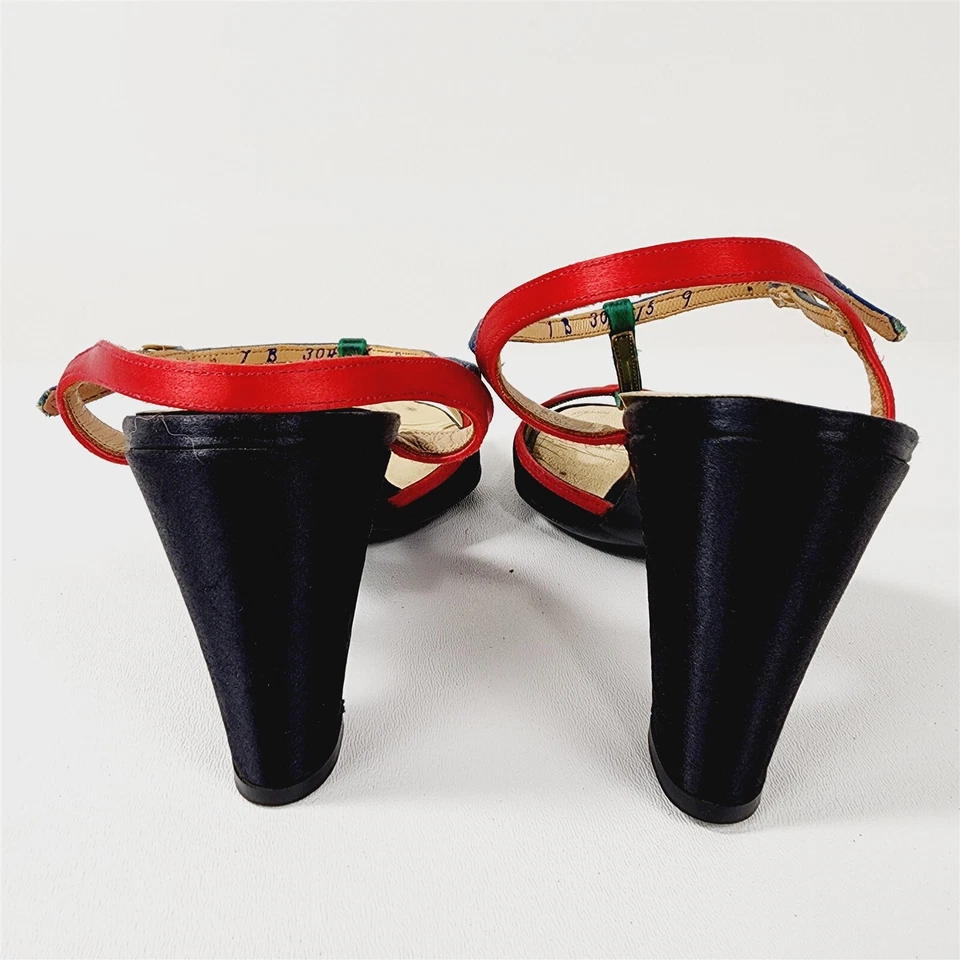 Sandalias DeLiso De Colección Punta Abierta Bloques de Color Tirantes Tacones Bloque Talla 7 Foto 4 de 4