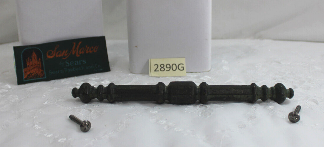 Vintage San Marco Brass Cabinet Pull with Screws-image