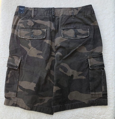 New Abercrombie Fitch Camo Cargo Shorts Button Fly Twill Six Pocket Waist 26" - Picture 2 of 8