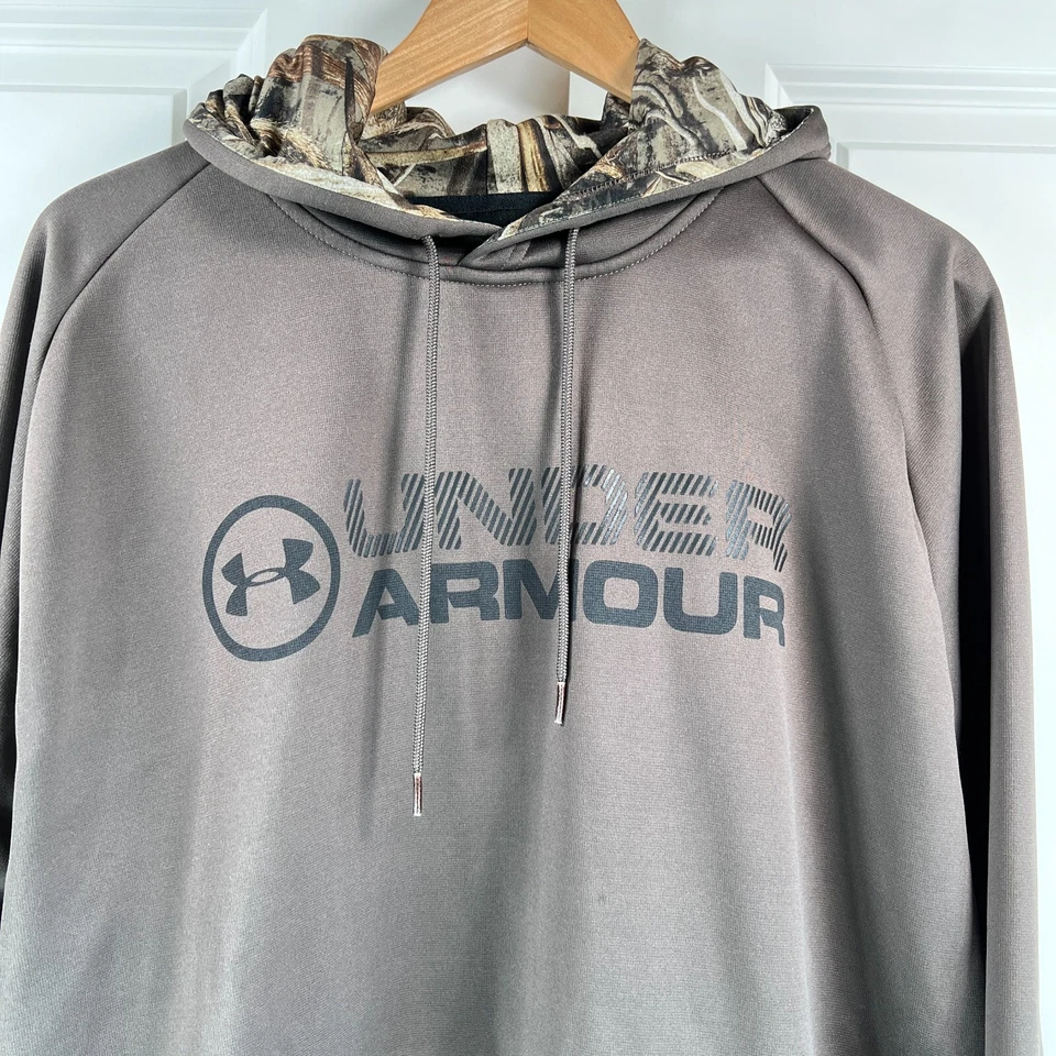 Under Armour Camo Storm Hoodie Mens L Hunting Cold Gear Loose Brown Realtree Max - Image 2 of 4