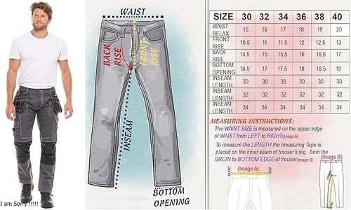 Herren Cargo Arbeitshose Cordura Verstärkung Utility Hose mit Werkzeugtaschen - Bild 16 von 30