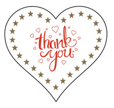 Great Quality Heart Shaped Thank You Stickers / Labels - Only for 120