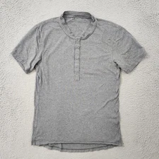 Kit And Ace Shirt Men Small Gray Henley Snap Smith Short Sleeve Trimmed Tee Read