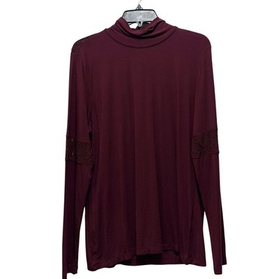 Antonio Melani Womens L Top Burgundy Lace Accent Dark Romantic Witchy Vamp Tunic
