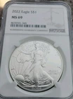 2022 $1 American Silver Eagle NGC MS69 Brown Label