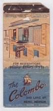Vintage matchcover "The Columbo" Reno, Nevada