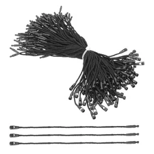 100 Pcs Cotton Hang Tag String, 6 Inch Black Snap Lock Pins Loop Price Tag