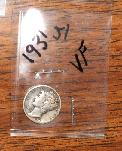 1931  SILVER MERCURY DIME - GRADES "VERY FINE"