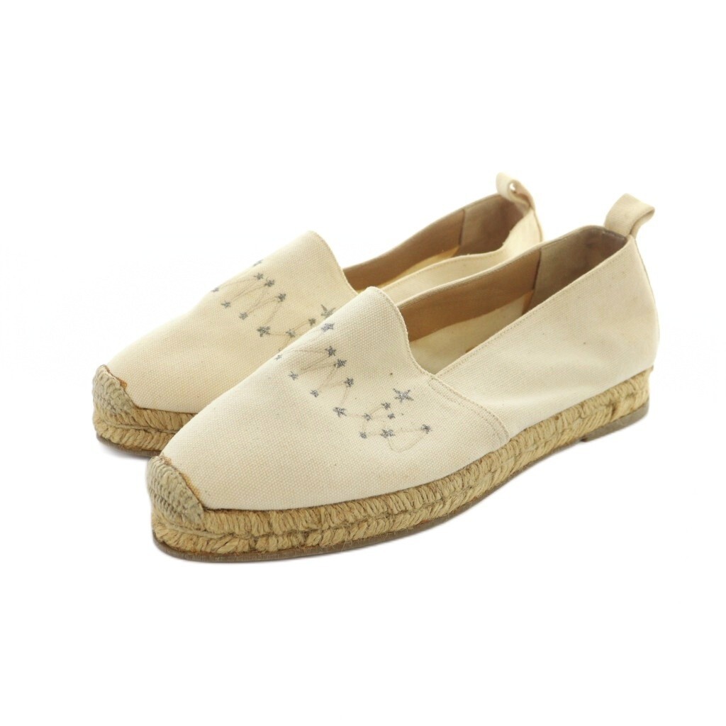 HERMES Espadrilles Star Logo Slip-On 9.3in Canvas Beige Pre-owned Women’s