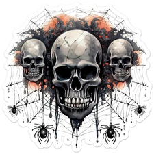 Spider Web Skull Halloween - Vinyl Decal Sticker - Car Window Laptop - ebn11049