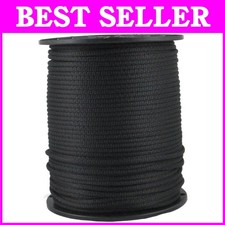 Durable 3/16" Black Polyester Cord - 500ft Length