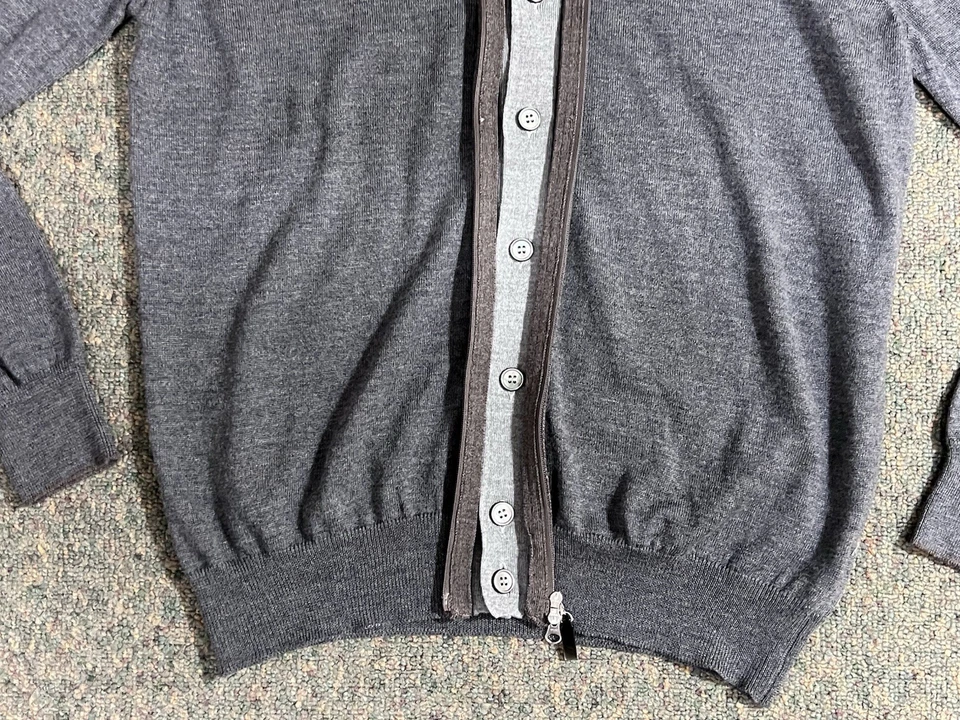 Gran Sasso Full Zip and Button Cardigan Sweater Men's XL (52) Gray Virgin Wool - Image 4 of 4