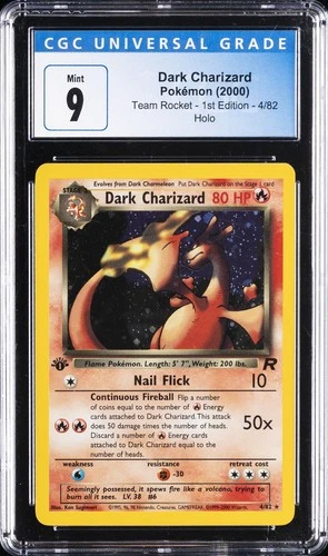 2000 POKEMON TEAM ROCKET 1ST EDITION HOLO #4 DARK CHARIZARD CGC 9